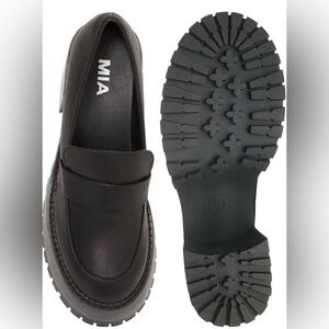 MIA Dalilah Platform Slip-On Loafers Lug Sole Black size 7.5 woman’s